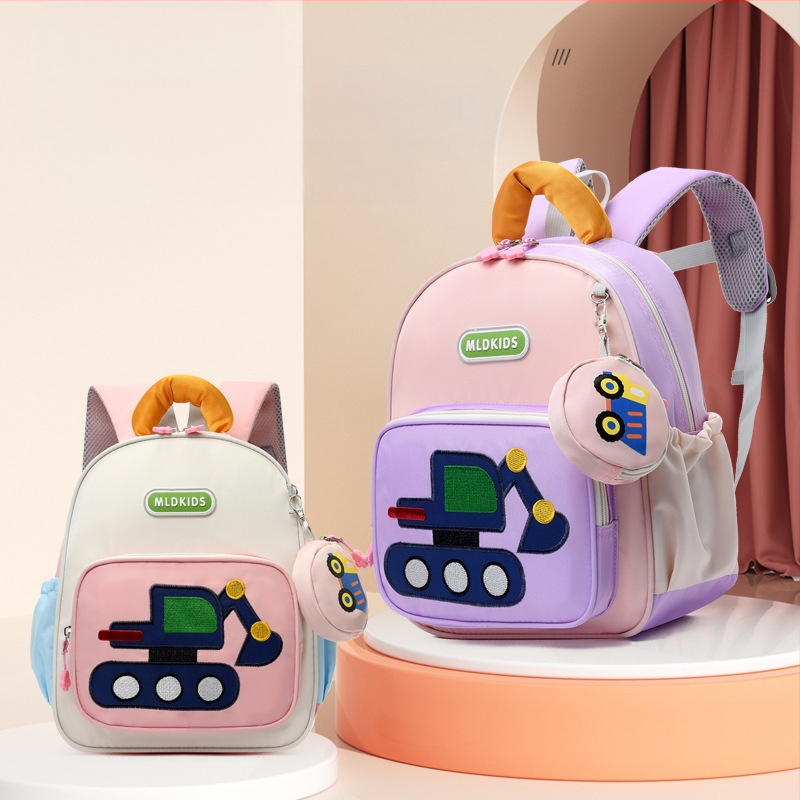 Bērnu mugursoma ar jaunu ekskavatora dizainu (Oxford audums; izliekti plecu siksnas; poliestera oderde; elpojoša un izturīga)