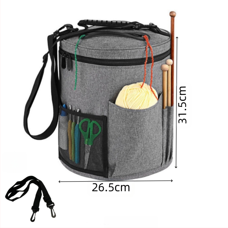 Цилиндрична чанта за прежди от Oxford плат – многофункционална торба за съхранение, модерен стил за дневна стая