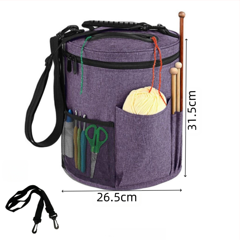 Цилиндрична чанта за прежди от Oxford плат – многофункционална торба за съхранение, модерен стил за дневна стая