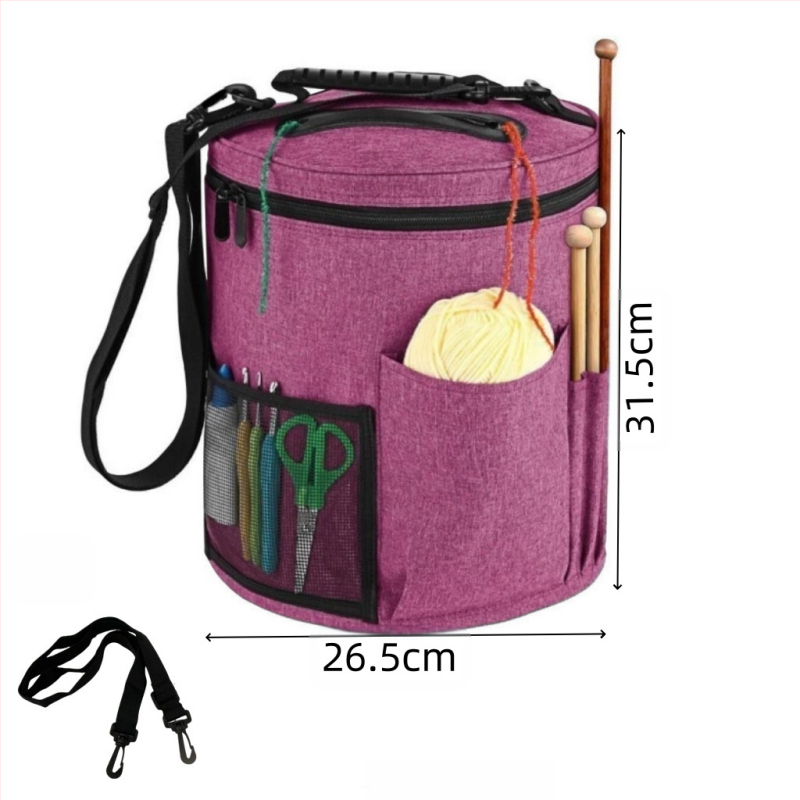 Цилиндрична чанта за прежди от Oxford плат – многофункционална торба за съхранение, модерен стил за дневна стая