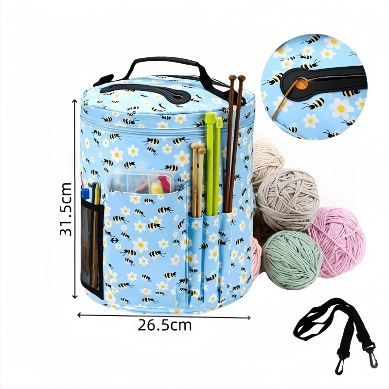 Цилиндрична чанта за прежди от Oxford плат – многофункционална торба за съхранение, модерен стил за дневна стая