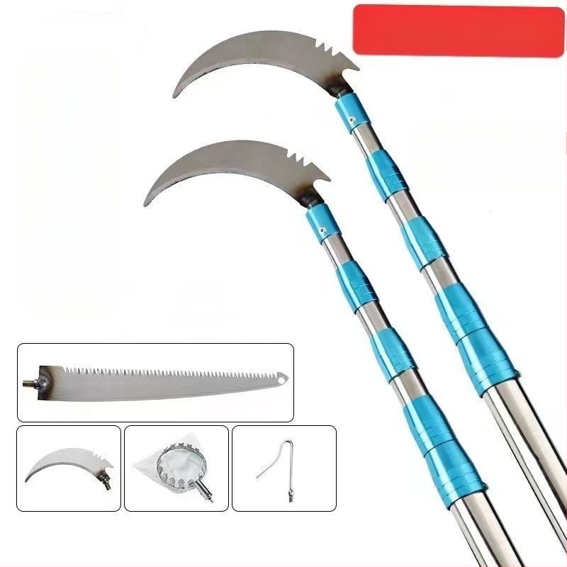 Τηλεσκοπική ράβδος συγκομιδής φρούτων με γάντζο, από ανοξείδωτο ατσάλι και γαλβανισμένος συλλέκτης φρούτων; 3–6 τμήματα; βάρη 0,6 kg / 1,7 kg / 2,5 kg