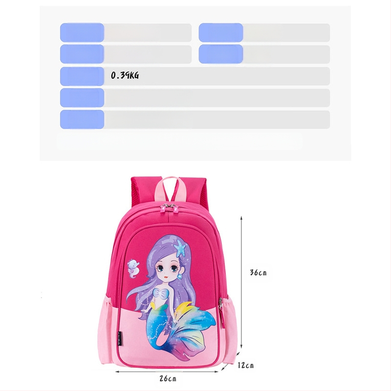 Bērnu skolas mugursoma - viegls, ar anime karikatūras rakstu, Oxford audums, elpojošs un ūdensizturīgs