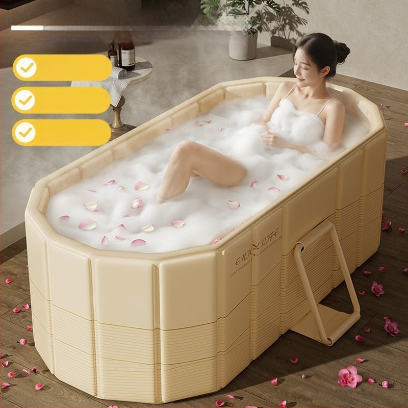 Sulankstoma vonia suaugusiems, tarpaulin medžiaga, viso kūno vonia, sėdimoji vonia, dvigubas sulankstymo dizainas