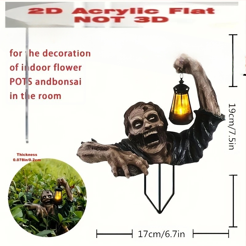 2D акрилна висяща украса за вътрешни/външни градински саксии – Хелоуин серия, хорър тематика, UV печат