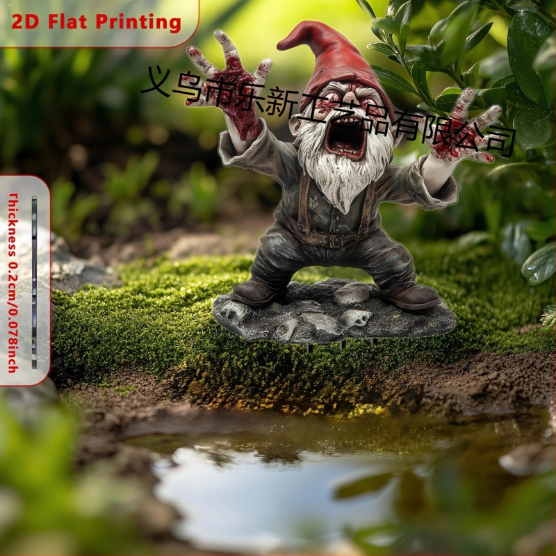 2D акрилна висяща украса за вътрешни/външни градински саксии – Хелоуин серия, хорър тематика, UV печат