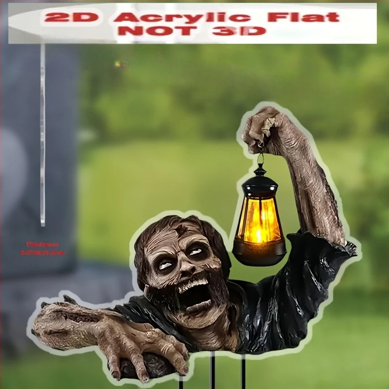 2D акрилна висяща украса за вътрешни/външни градински саксии – Хелоуин серия, хорър тематика, UV печат