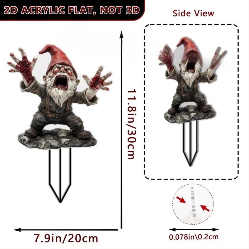 2D акрилна висяща украса за вътрешни/външни градински саксии – Хелоуин серия, хорър тематика, UV печат