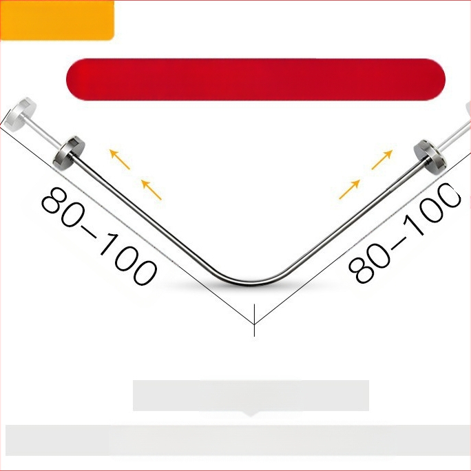Душ прът от неръждаема стомана, извит U-образен, издърпващ се, без пробиване, за баня