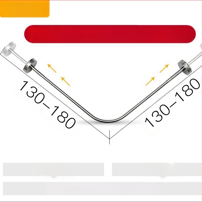 Душ прът от неръждаема стомана, извит U-образен, издърпващ се, без пробиване, за баня