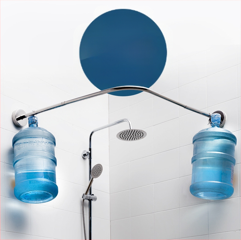 Душ прът от неръждаема стомана, извит U-образен, издърпващ се, без пробиване, за баня