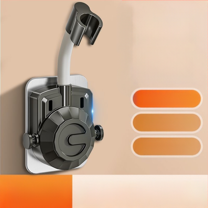 Be gręžimo, universalus dušo galvos laikiklis su siurbimo gaideliu, reguliuojamas montavimas voniai, ABS medžiaga, elektroplakatu paviršius