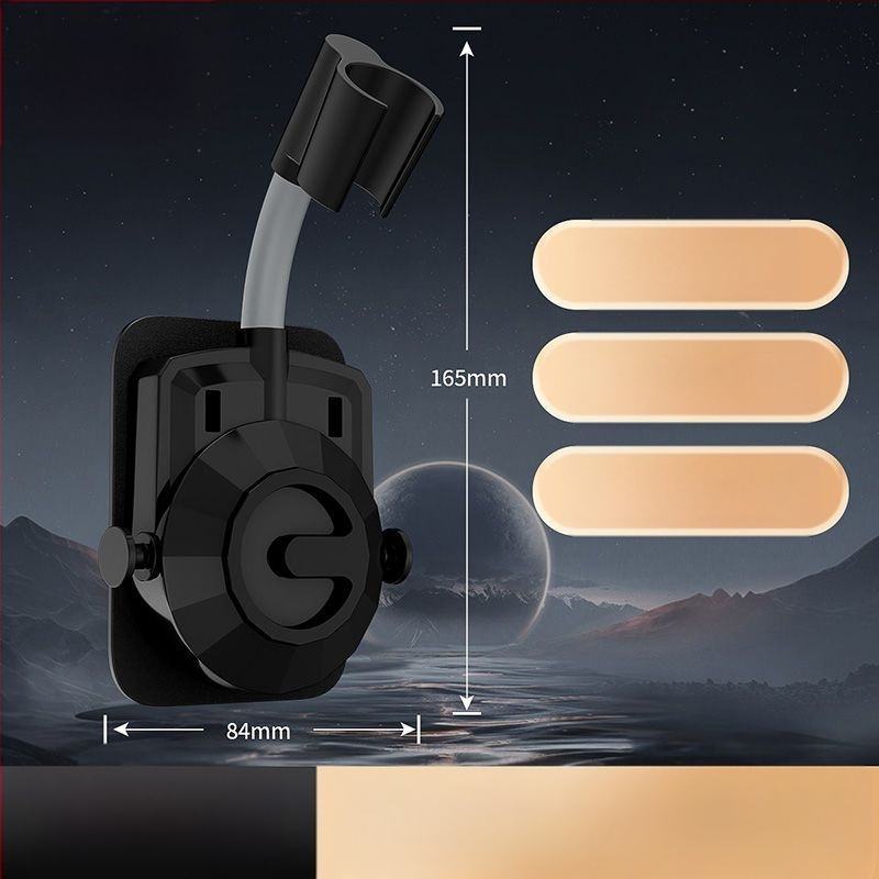 Be gręžimo, universalus dušo galvos laikiklis su siurbimo gaideliu, reguliuojamas montavimas voniai, ABS medžiaga, elektroplakatu paviršius