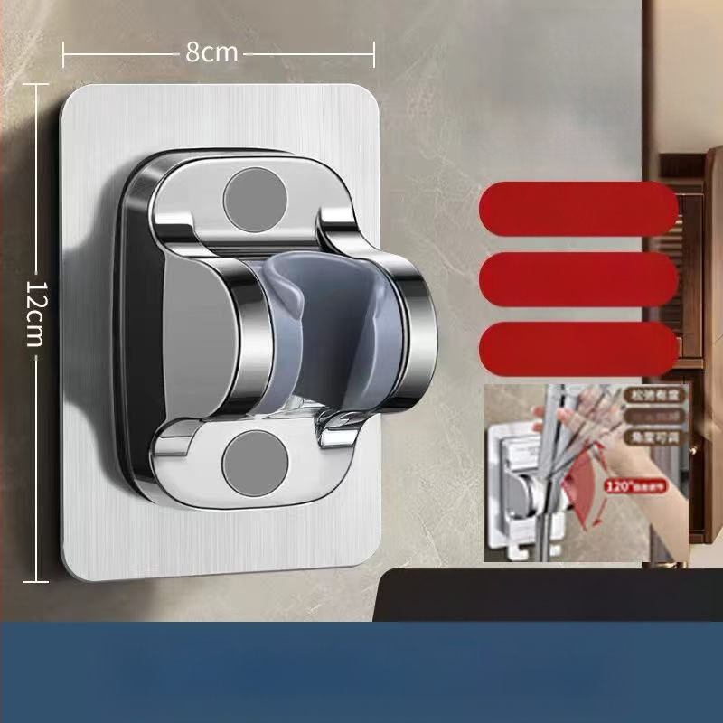 Be gręžimo, universalus dušo galvos laikiklis su siurbimo gaideliu, reguliuojamas montavimas voniai, ABS medžiaga, elektroplakatu paviršius