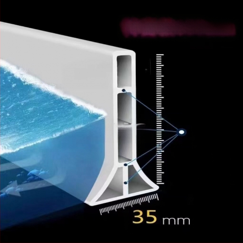 Vonios kambario vandens barjeros juostelė, pakelta aukštis, L formos, lipni, sausam ir šlapiam atskyrimui