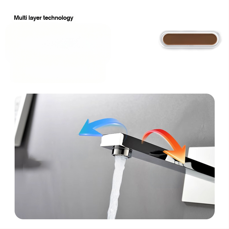 Beépített réz zuhany- és mosdócsaptelek készlet, falra szerelhető, kerámiás szeleppel, kettős szerkezet, elektroplatt felület