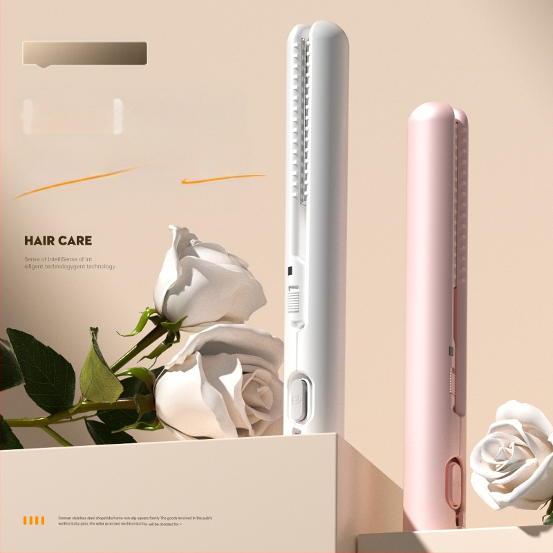 USB maža plaukų tiesinimo ir garbanos priemonė – dvigubo naudojimo tiesinimui ir garbanoms be plaukų pažeidimo; turmalino keramiko šildytuvas; suderinamas su išorine maitinimo banku; 13W/5V; temperatūros reguliavimas