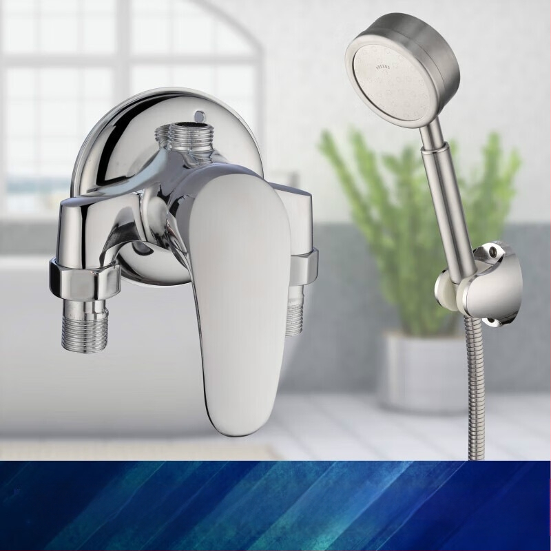 Dušo komplektas iš vario, modelis H-3401; spiralinis montavimas; lietaus ir purškimo funkcijos; chromuotas paviršius; darbinė temperatūra 5–80°C