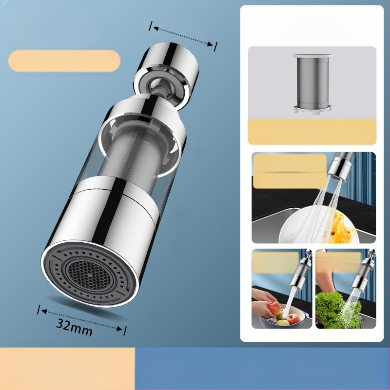 Konyhai csapfilter – cilindrikus fröccsenésgátló fej, rozsdamentes acél, csiszolt felület, forgó felszerelés, egységtestű kivitel