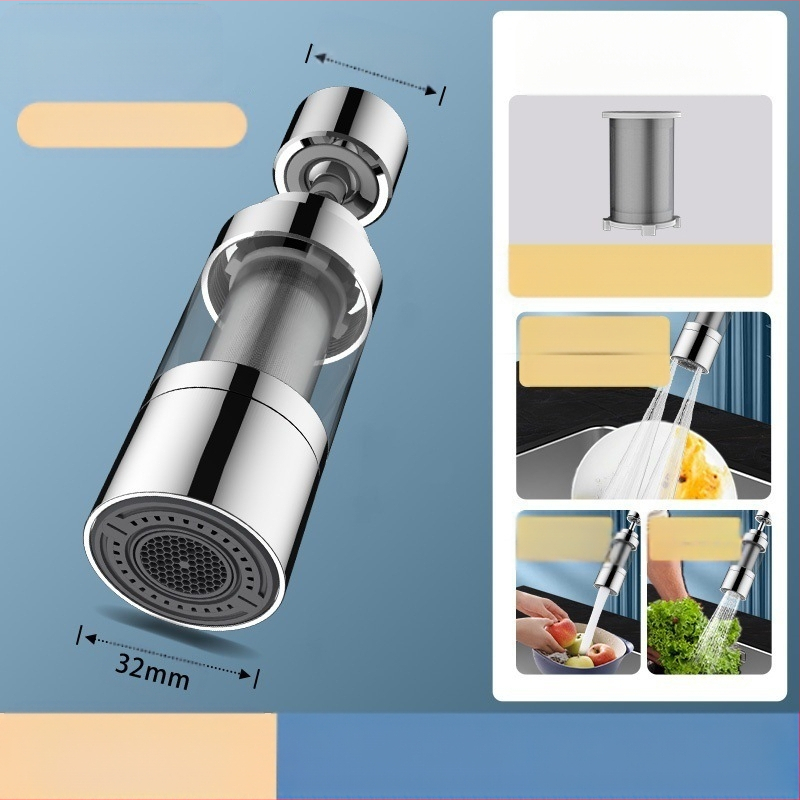 Konyhai csapfilter – cilindrikus fröccsenésgátló fej, rozsdamentes acél, csiszolt felület, forgó felszerelés, egységtestű kivitel