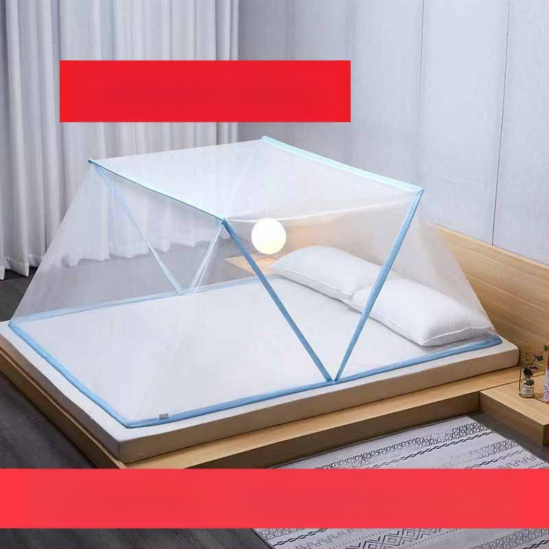 Сгъваема мрежа против комари за легло – без монтаж, за общежитие, за двама, полиестерно влакно, тръба от фибростъкло