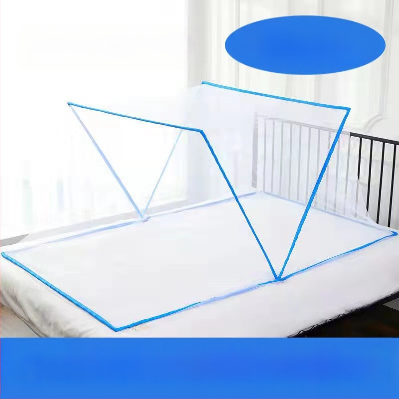 Сгъваема мрежа против комари за легло – без монтаж, за общежитие, за двама, полиестерно влакно, тръба от фибростъкло