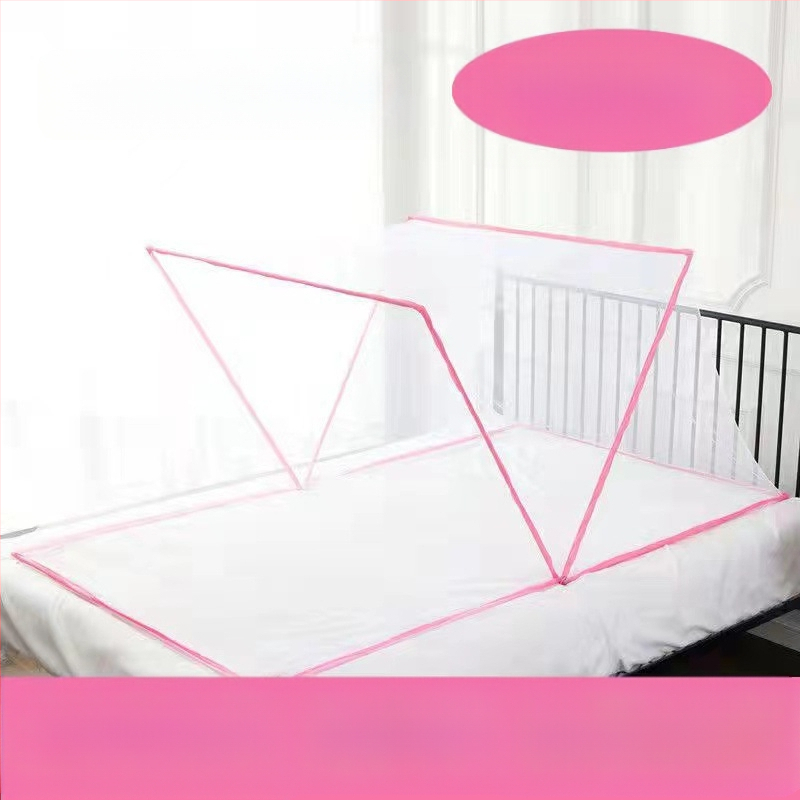 Сгъваема мрежа против комари за легло – без монтаж, за общежитие, за двама, полиестерно влакно, тръба от фибростъкло
