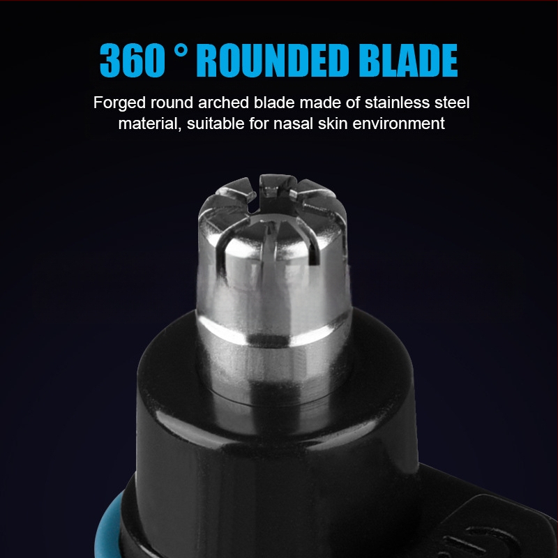 Elektrinis nosies plaukų skutimo prietaisas – nuimama plovimo galvutė, įkraunama baterija 300–500 mAh, ABS korpusas, veikimas daugiau nei 15 dienų