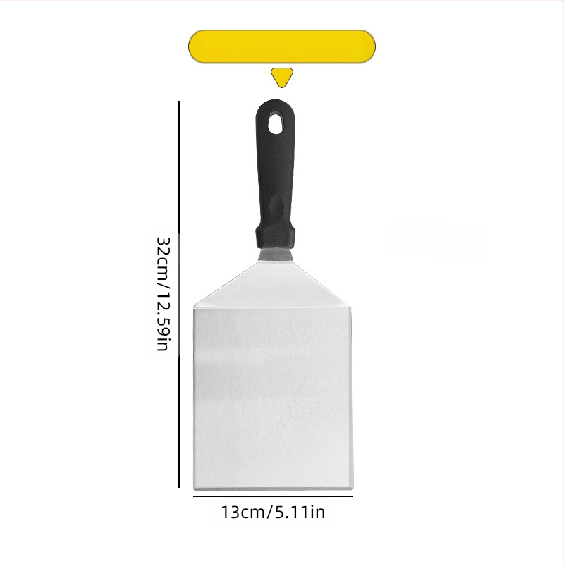 Nerūdijančio plieno mentelė su bukmedžio rankena, kepimui ant grotelių, blynam ir kepsniams