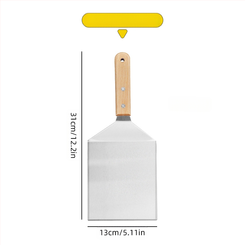 Nerūdijančio plieno mentelė su bukmedžio rankena, kepimui ant grotelių, blynam ir kepsniams