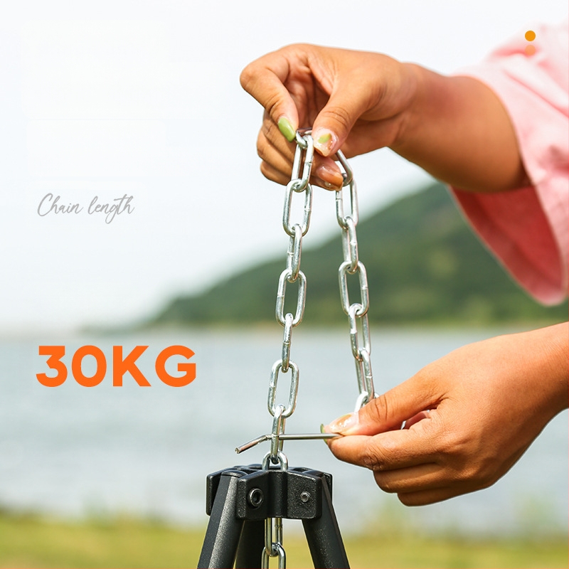 Mount Rock lauko trikojis laužo stovas su pakabinamu puodų laikikliu — aliuminio lydinys, nešiojamas, lengvas, dviguba paskirtis