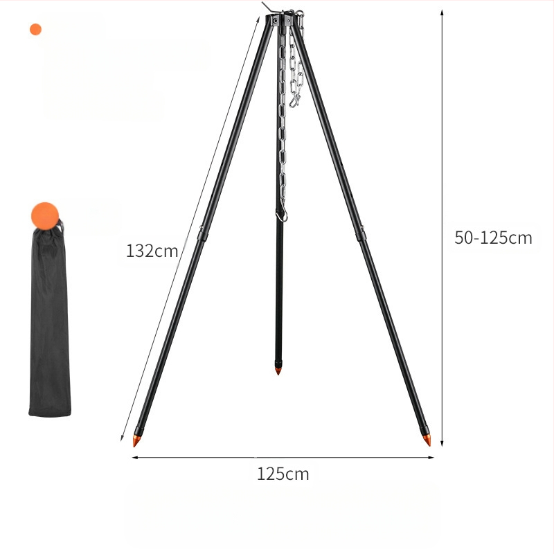 Mount Rock lauko trikojis laužo stovas su pakabinamu puodų laikikliu — aliuminio lydinys, nešiojamas, lengvas, dviguba paskirtis