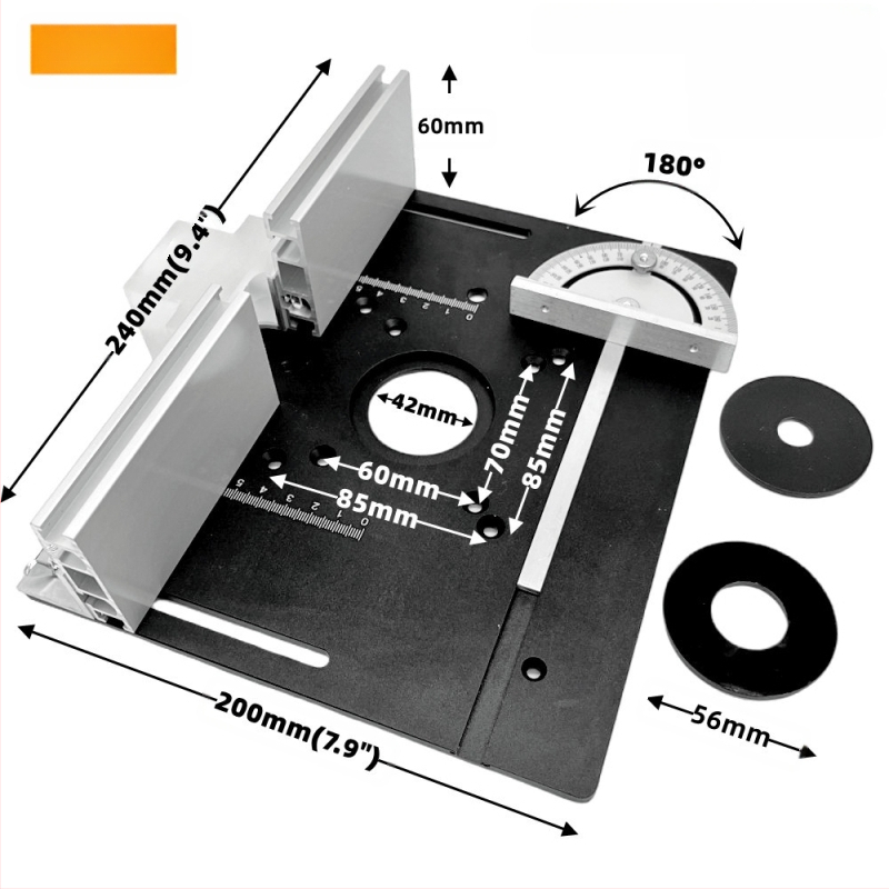 X8 aliuminio lydinys, 2-in-1 įrankis stalui: pjaustymas ir plokščių laikiklis, pasukama plokštė, mikro plokštė ir matavimo juosta