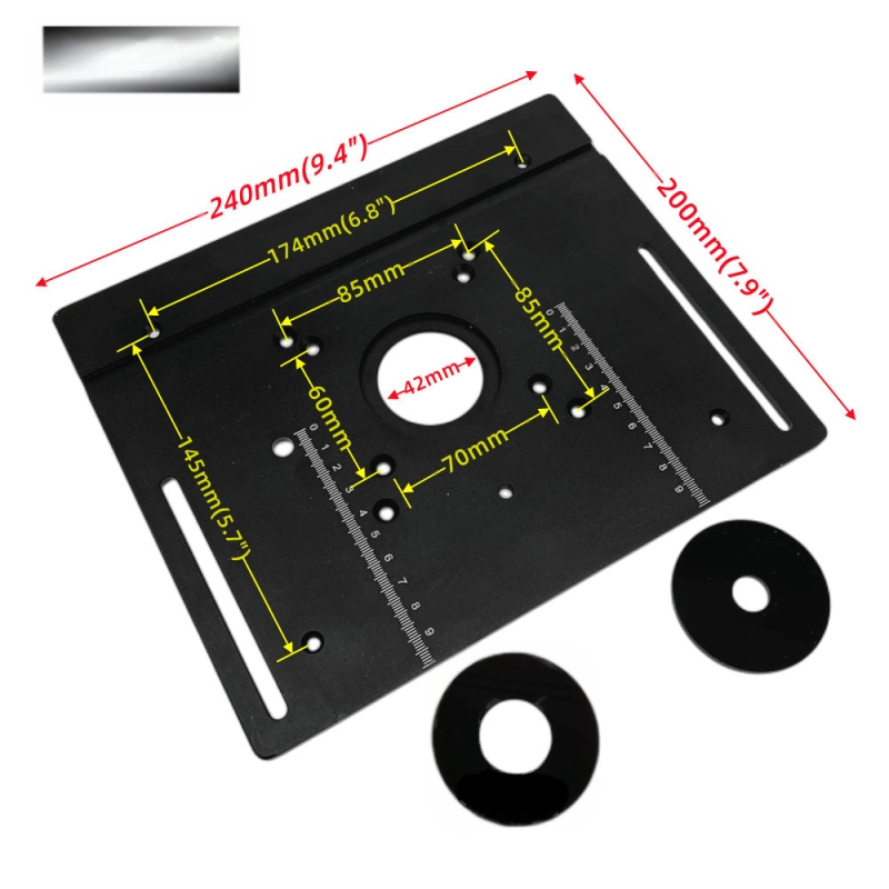 X8 aliuminio lydinys, 2-in-1 įrankis stalui: pjaustymas ir plokščių laikiklis, pasukama plokštė, mikro plokštė ir matavimo juosta