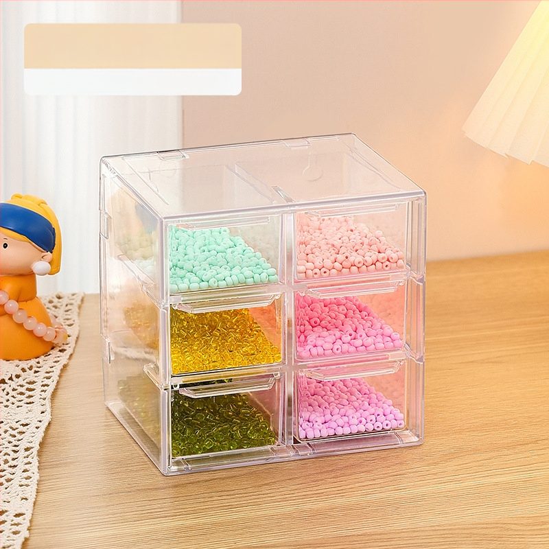 Ξύλινο κουτί αποθήκευσης χάντρων με διαμερίσματα για κοσμήματα και διαφανή επάνω επιφάνεια, υψηλή χωρητικότητα