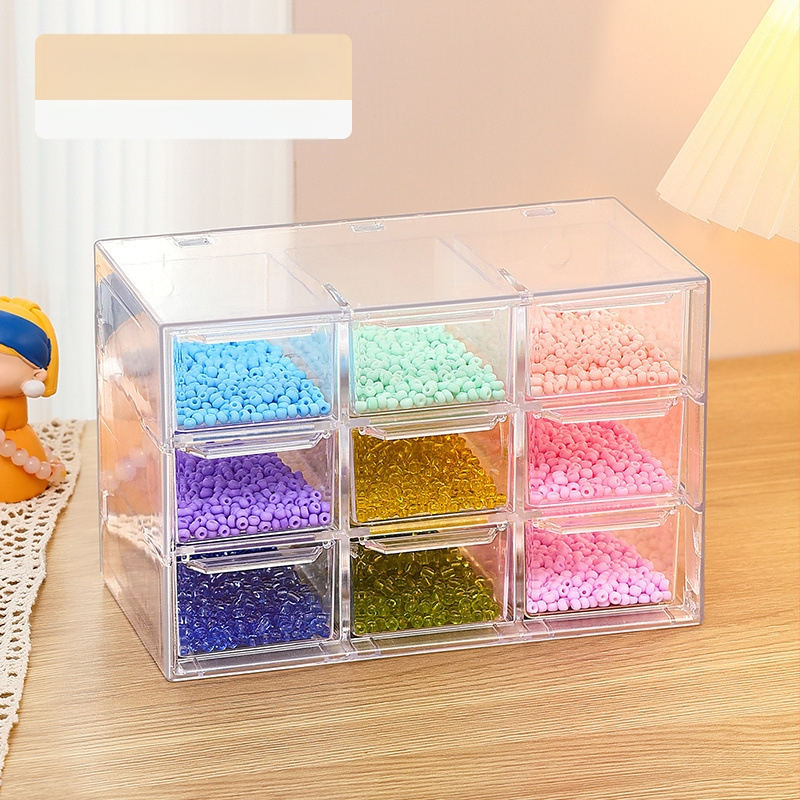 Ξύλινο κουτί αποθήκευσης χάντρων με διαμερίσματα για κοσμήματα και διαφανή επάνω επιφάνεια, υψηλή χωρητικότητα