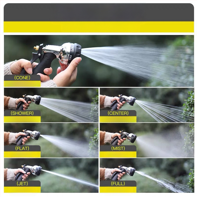 Sakausējuma laistīšanas smidzinātāja komplekts – vara korpuss, sakausējums dūja, sakausējuma pistoles korpuss, plaukstas spiediena rokturis