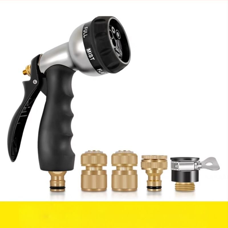 Sakausējuma laistīšanas smidzinātāja komplekts – vara korpuss, sakausējums dūja, sakausējuma pistoles korpuss, plaukstas spiediena rokturis