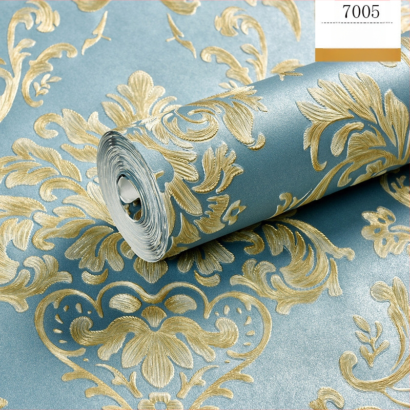 Tapet nețesut în stil european 3D damasco pentru dormitor și sufragerie, fundal TV, model imprimat, design luxos