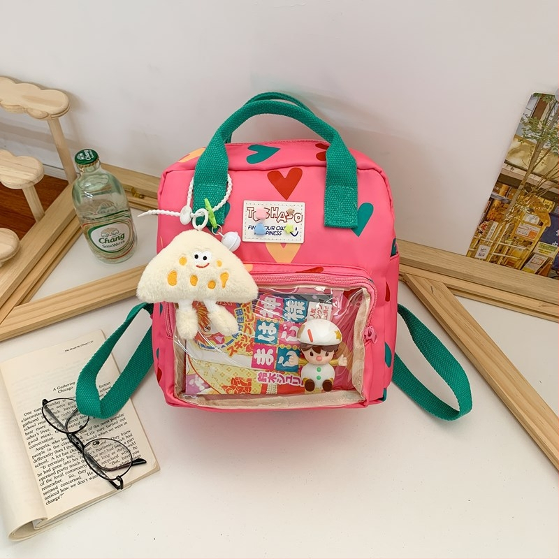 Gyerek hátizsák, könnyű vászonból, lélegző és kopásálló, gyerekes stílus, geometriai mintázat, nyár 2025