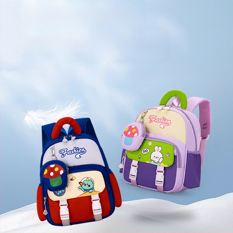 Bērnudārza mugursoma no neilona ar gaisa spilvenu siksnām, izturīga un slodzes mazināšana, dzīvnieku raksts