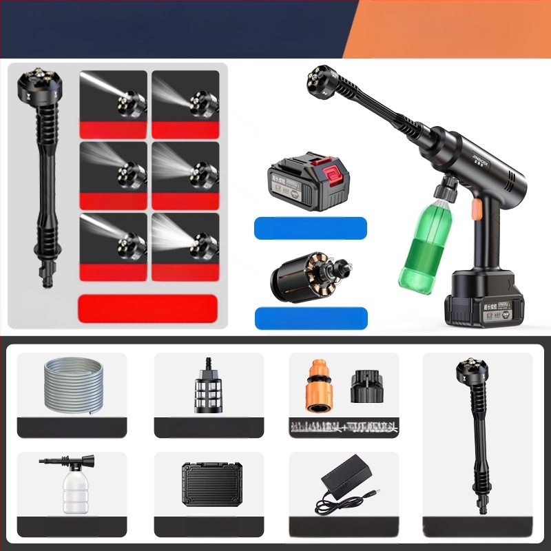 Jinbodi bezvadu automašīnas mazgāšanas sistēma, portatīvs augsta spiediena smidzināšanas iekārta ar litija bateriju, 30 bar, 6 m izsmidzināšanas diapazons, piemērots auto mazgāšanai, augu laistīšanai un pesticīdu izsmidzināšanai