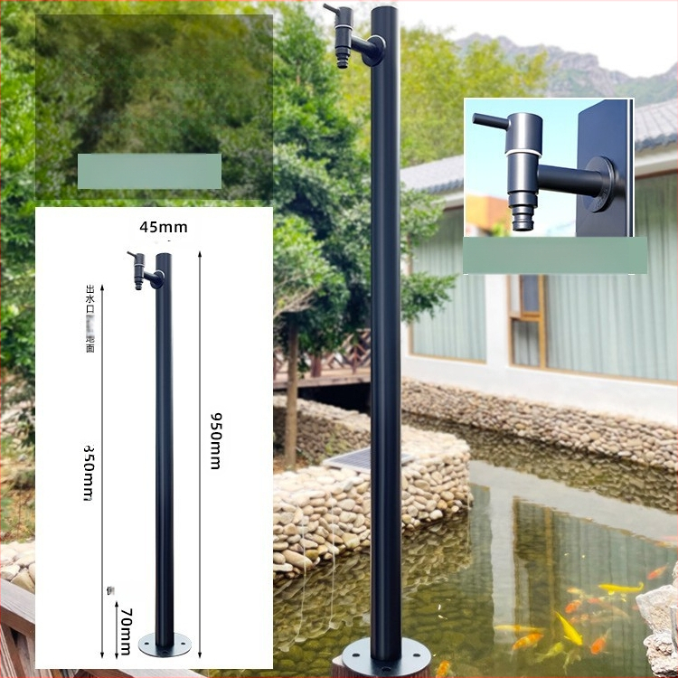 Εξωτερική βρύση σε στήλη από ανοξείδωτο χάλυβα, γρήγορο άνοιγμα, μοντέλο υψηλή κυκλική στήλη, άνοιγμα με κλειδί