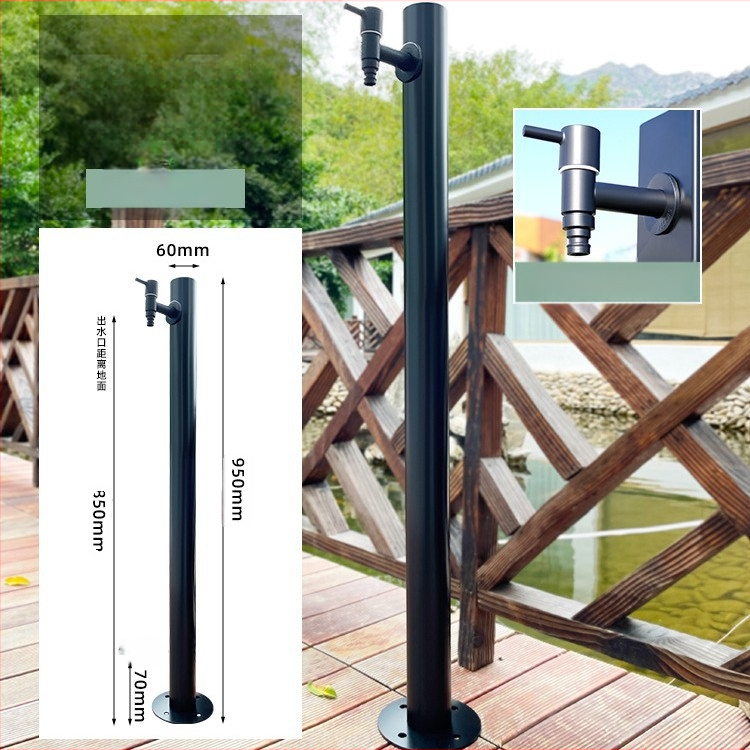 Εξωτερική βρύση σε στήλη από ανοξείδωτο χάλυβα, γρήγορο άνοιγμα, μοντέλο υψηλή κυκλική στήλη, άνοιγμα με κλειδί