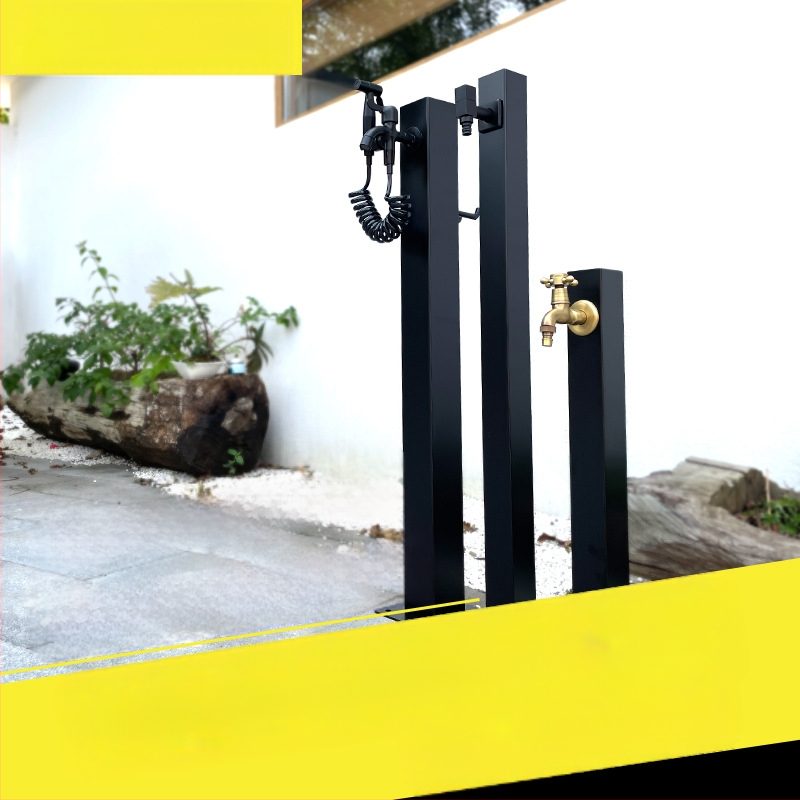 Εξωτερική βρύση σε στήλη από ανοξείδωτο χάλυβα, γρήγορο άνοιγμα, μοντέλο υψηλή κυκλική στήλη, άνοιγμα με κλειδί