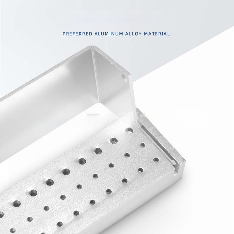 Metāla dezinfekcijas kārba zobārstniecības instrumentiem ar 30 bedrēm, atvērts uzglabāšanas dizains