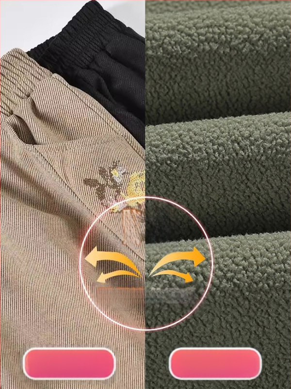 Дамски подплатени панталони за средна възраст за зима, свободна кройка, полиестерова материя, дебел тъкан, ежедневен стил