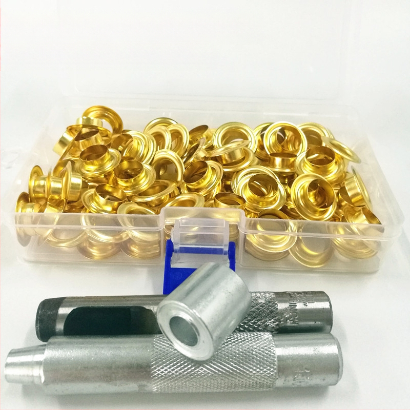 Σετ eyelet buckles από ορείχαλκο, 100 τεμάχια με τριμελές σετ εργαλείων, κατάλληλο για παλτά, τζιν, παπούτσια, σκηνές
