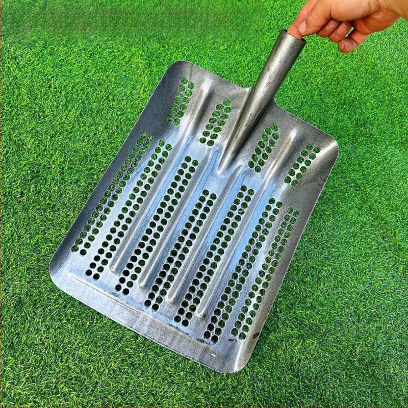 Peanut-Eye куха дебела лопата с манганова стомана, лопата за царевица със сито с кръгли отвори за почва и зърно