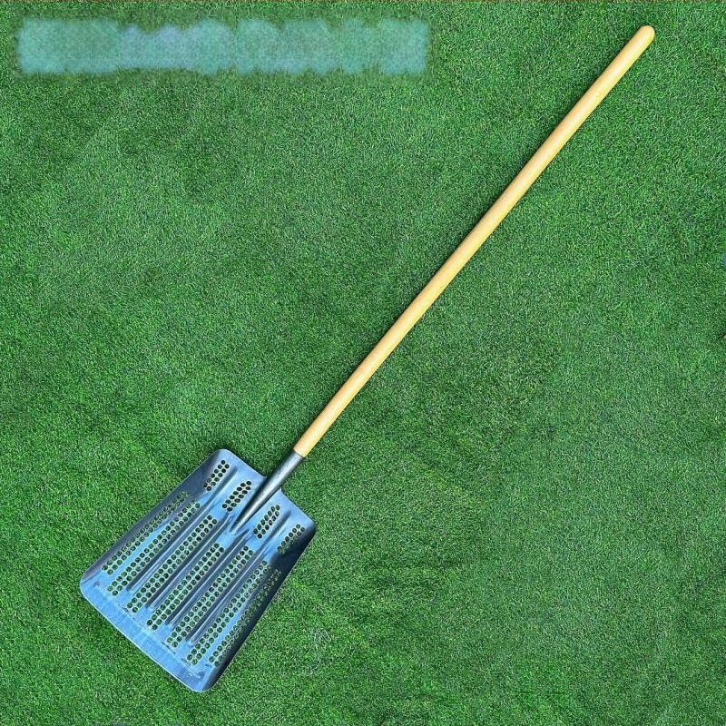 Peanut-Eye куха дебела лопата с манганова стомана, лопата за царевица със сито с кръгли отвори за почва и зърно